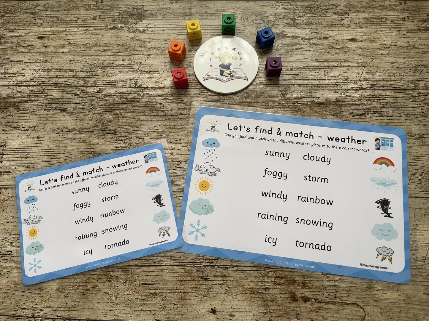 Weather Match Laminated Worksheet