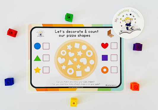 Pizza Shapes Laminated Worksheet